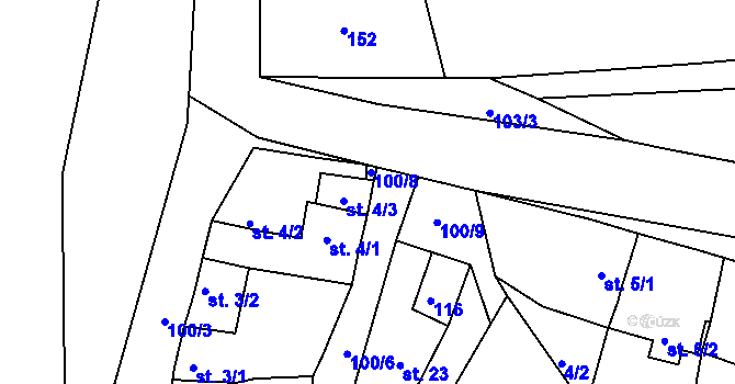 Parcela st. 61 v KÚ Kystra, Katastrální mapa