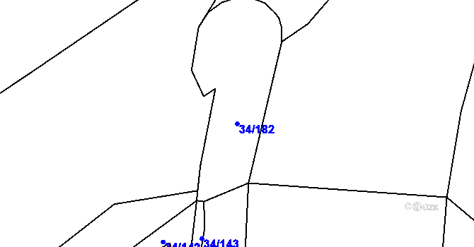 Parcela st. 34/182 v KÚ Kystra, Katastrální mapa