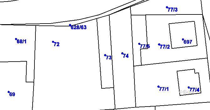 Parcela st. 73 v KÚ Slavětín nad Ohří, Katastrální mapa