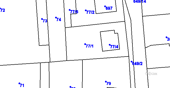 Parcela st. 77/1 v KÚ Slavětín nad Ohří, Katastrální mapa