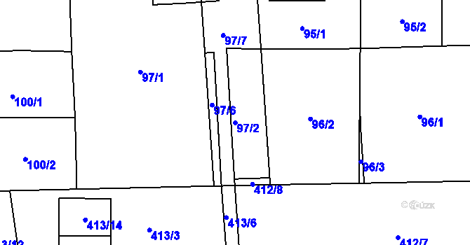 Parcela st. 97/2 v KÚ Slavětín nad Ohří, Katastrální mapa