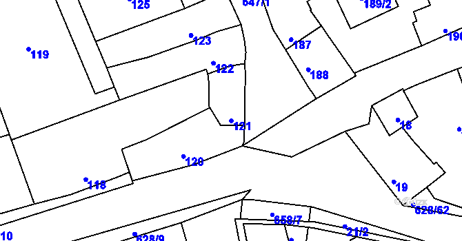 Parcela st. 121 v KÚ Slavětín nad Ohří, Katastrální mapa