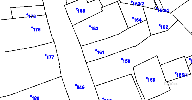 Parcela st. 161 v KÚ Slavětín nad Ohří, Katastrální mapa