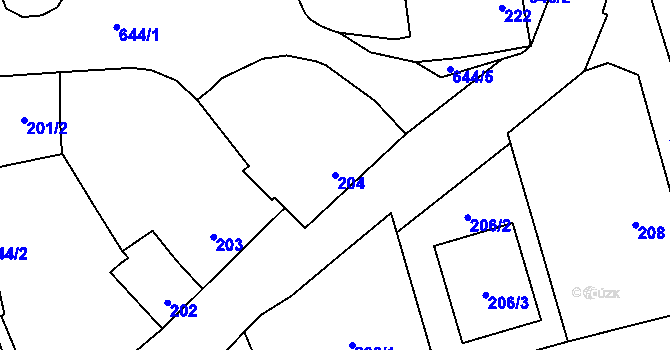 Parcela st. 204 v KÚ Slavětín nad Ohří, Katastrální mapa