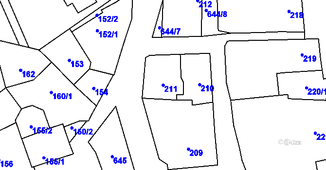 Parcela st. 211 v KÚ Slavětín nad Ohří, Katastrální mapa