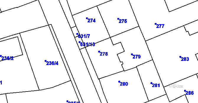 Parcela st. 278 v KÚ Slavětín nad Ohří, Katastrální mapa