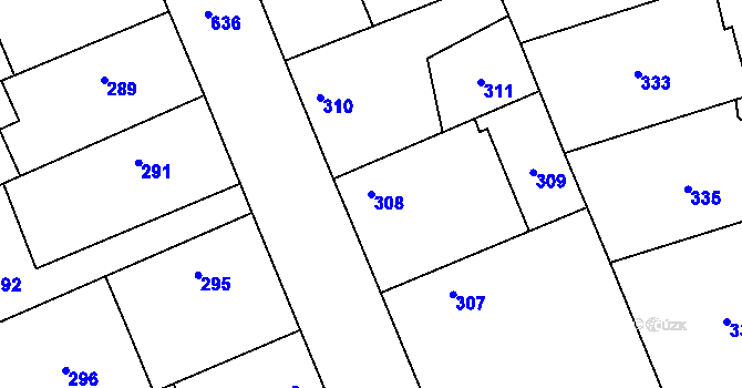 Parcela st. 308 v KÚ Slavětín nad Ohří, Katastrální mapa