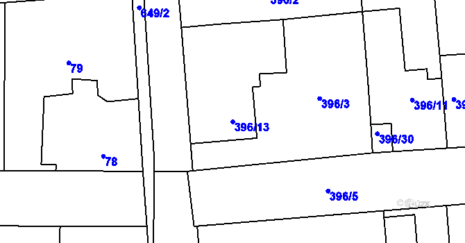 Parcela st. 396/13 v KÚ Slavětín nad Ohří, Katastrální mapa