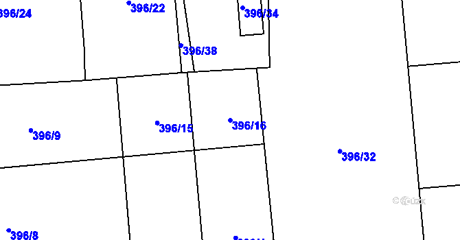 Parcela st. 396/16 v KÚ Slavětín nad Ohří, Katastrální mapa