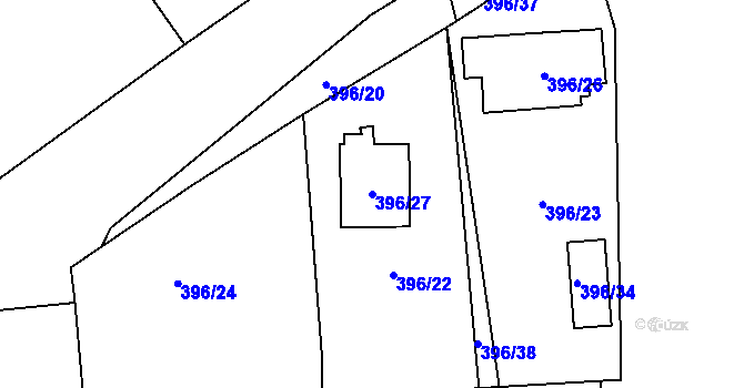 Parcela st. 396/27 v KÚ Slavětín nad Ohří, Katastrální mapa