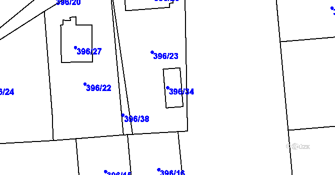 Parcela st. 396/34 v KÚ Slavětín nad Ohří, Katastrální mapa