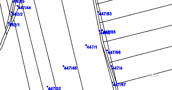 Parcela st. 447/1 v KÚ Slavětín nad Ohří, Katastrální mapa