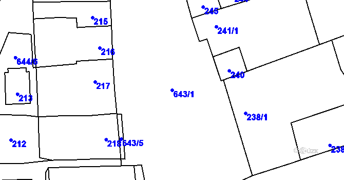 Parcela st. 643/1 v KÚ Slavětín nad Ohří, Katastrální mapa