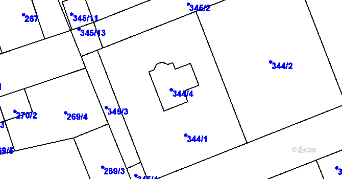 Parcela st. 344/4 v KÚ Slavětín nad Ohří, Katastrální mapa