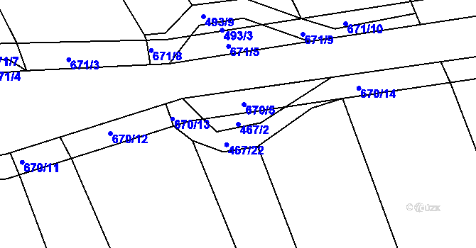 Parcela st. 467/2 v KÚ Slavětín nad Ohří, Katastrální mapa