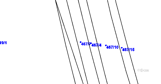 Parcela st. 467/7 v KÚ Slavětín nad Ohří, Katastrální mapa