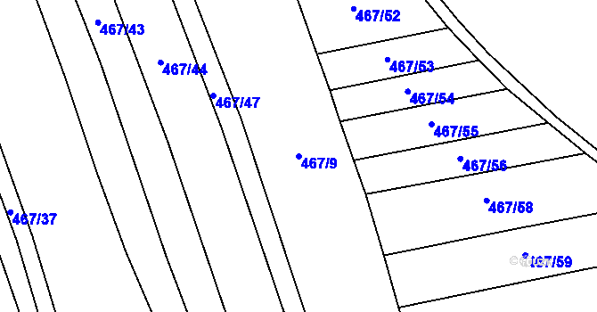 Parcela st. 467/9 v KÚ Slavětín nad Ohří, Katastrální mapa