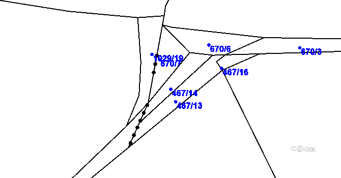 Parcela st. 467/14 v KÚ Slavětín nad Ohří, Katastrální mapa