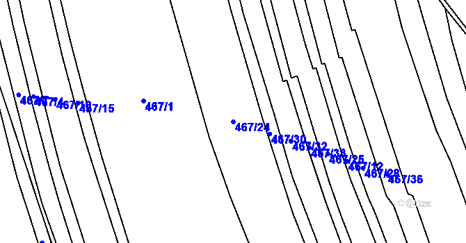 Parcela st. 467/24 v KÚ Slavětín nad Ohří, Katastrální mapa