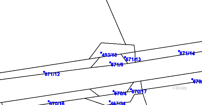 Parcela st. 493/18 v KÚ Slavětín nad Ohří, Katastrální mapa