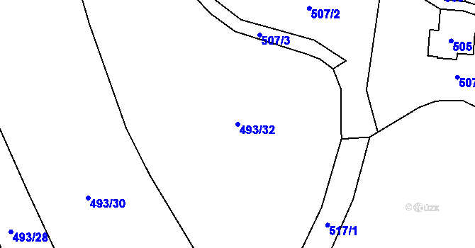 Parcela st. 493/32 v KÚ Slavětín nad Ohří, Katastrální mapa