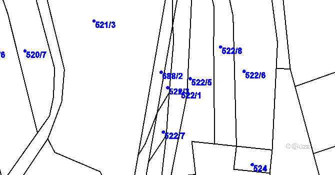 Parcela st. 522/3 v KÚ Slavětín nad Ohří, Katastrální mapa