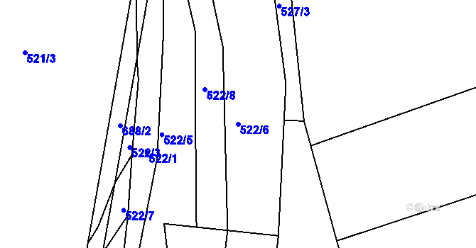 Parcela st. 522/6 v KÚ Slavětín nad Ohří, Katastrální mapa