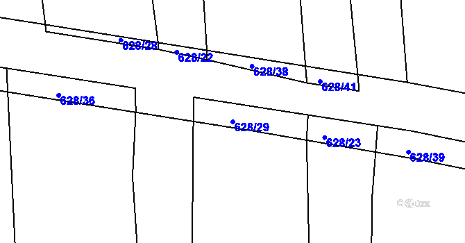 Parcela st. 628/29 v KÚ Slavětín nad Ohří, Katastrální mapa