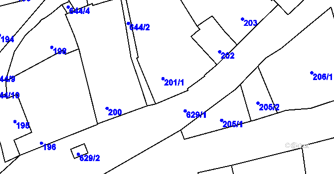 Parcela st. 201/1 v KÚ Slavětín nad Ohří, Katastrální mapa
