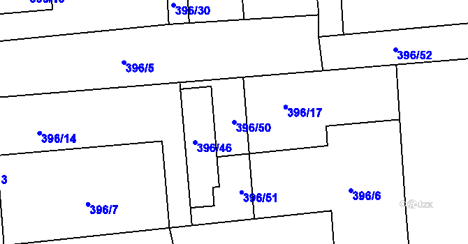 Parcela st. 396/50 v KÚ Slavětín nad Ohří, Katastrální mapa