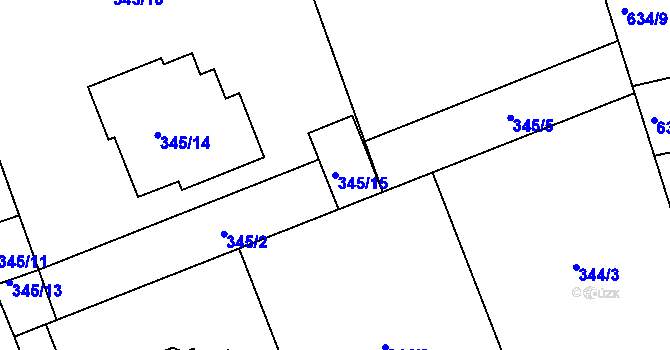 Parcela st. 345/15 v KÚ Slavětín nad Ohří, Katastrální mapa