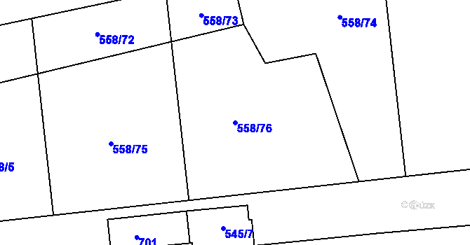 Parcela st. 558/76 v KÚ Slavětín nad Ohří, Katastrální mapa