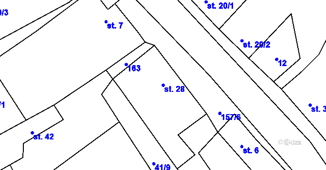 Parcela st. 28 v KÚ Ješov, Katastrální mapa