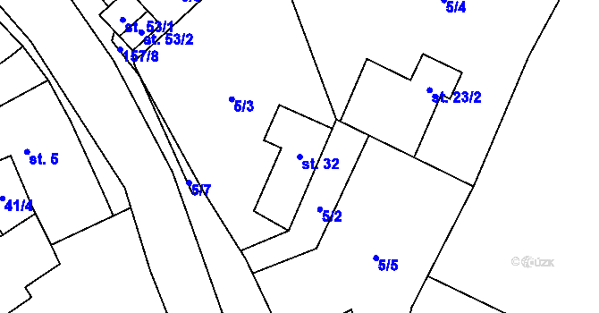 Parcela st. 32 v KÚ Ješov, Katastrální mapa