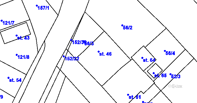 Parcela st. 46 v KÚ Ješov, Katastrální mapa