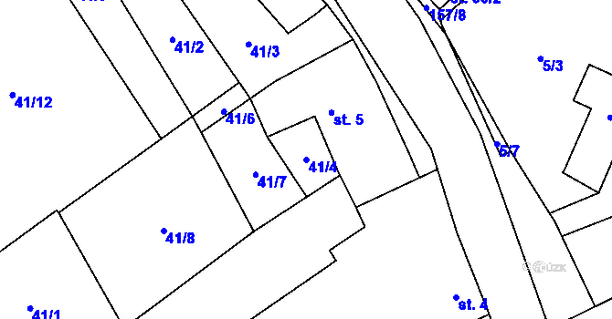 Parcela st. 41/4 v KÚ Ješov, Katastrální mapa