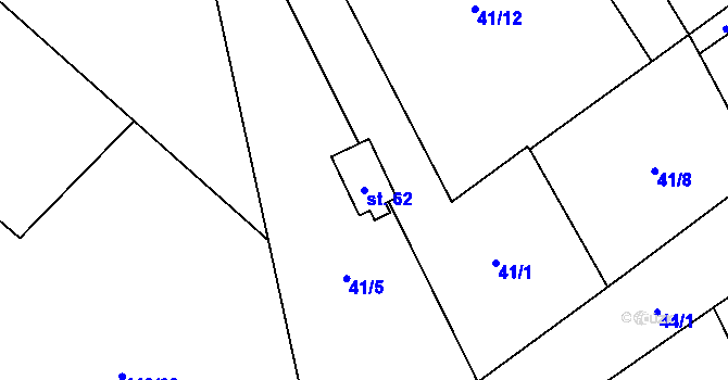 Parcela st. 62 v KÚ Ješov, Katastrální mapa