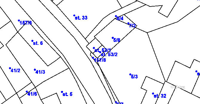 Parcela st. 53/2 v KÚ Ješov, Katastrální mapa