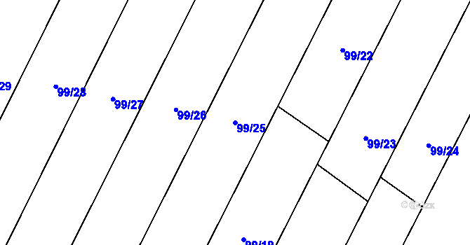 Parcela st. 99/25 v KÚ Ješov, Katastrální mapa