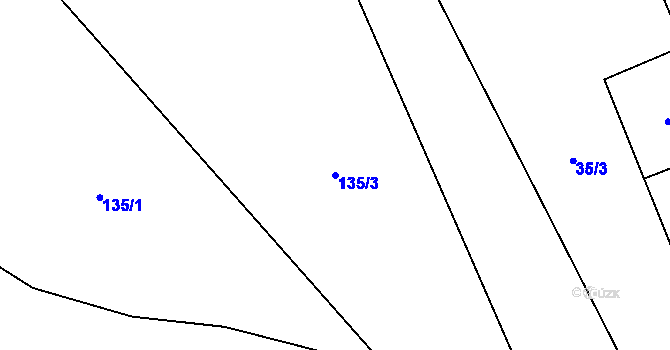 Parcela st. 135/3 v KÚ Ješov, Katastrální mapa