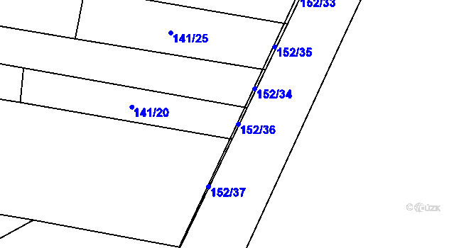 Parcela st. 152/36 v KÚ Ješov, Katastrální mapa