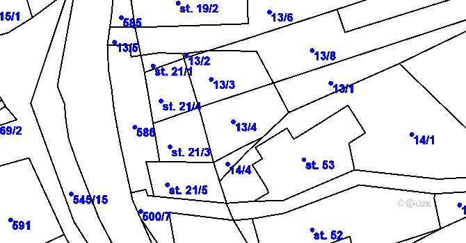 Parcela st. 13/4 v KÚ Slavětín u Litovle, Katastrální mapa