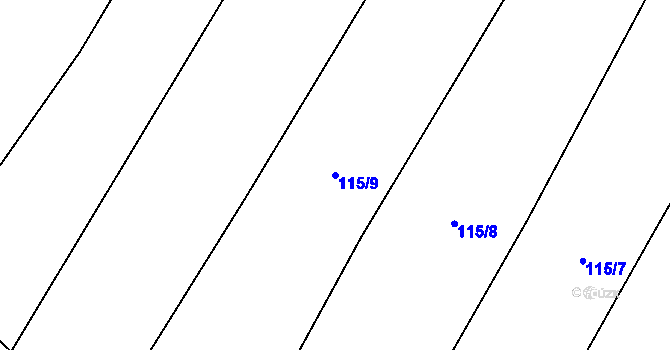 Parcela st. 115/9 v KÚ Slavětín u Litovle, Katastrální mapa