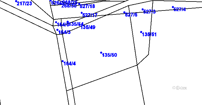 Parcela st. 135/50 v KÚ Slavětín u Litovle, Katastrální mapa