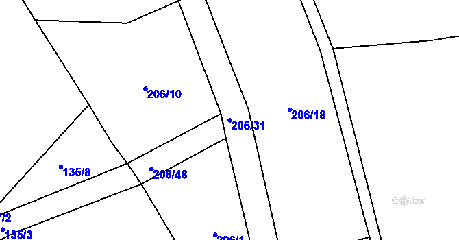 Parcela st. 206/31 v KÚ Slavětín u Litovle, Katastrální mapa