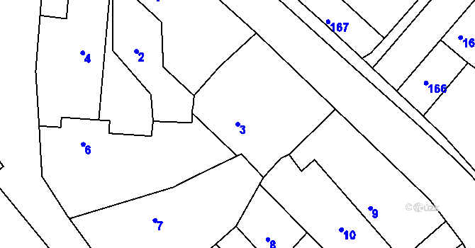 Parcela st. 3 v KÚ Slavětín nad Metují, Katastrální mapa