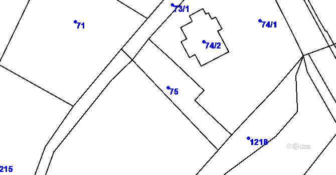 Parcela st. 75 v KÚ Slavětín nad Metují, Katastrální mapa