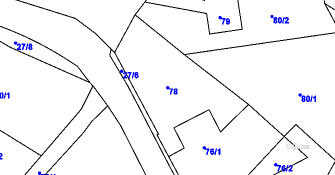 Parcela st. 78 v KÚ Slavětín nad Metují, Katastrální mapa