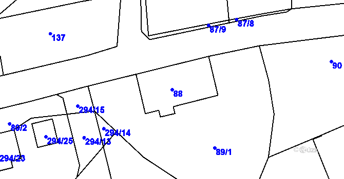 Parcela st. 88 v KÚ Slavětín nad Metují, Katastrální mapa