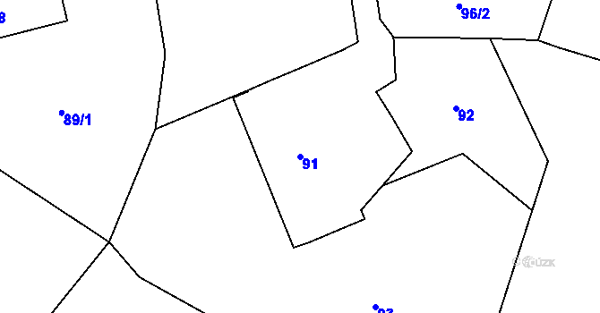 Parcela st. 91 v KÚ Slavětín nad Metují, Katastrální mapa